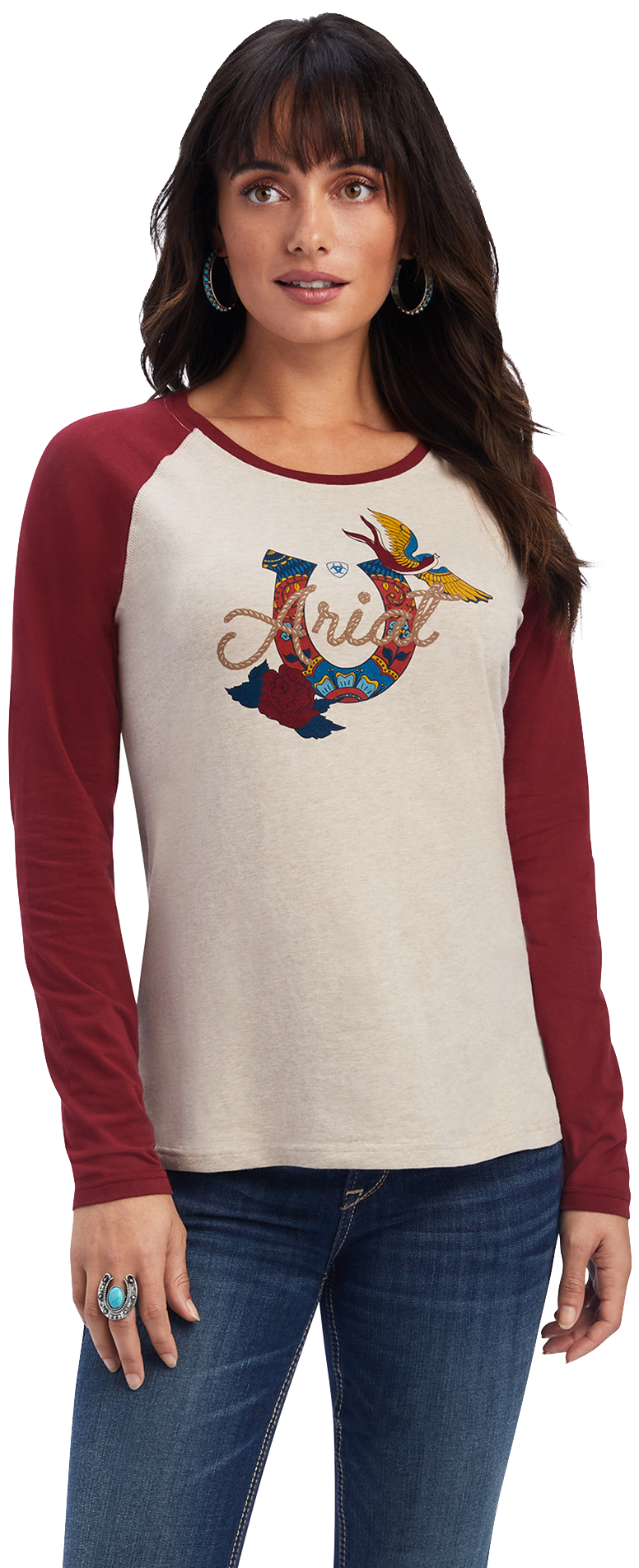 Ariat R.E.A.L. Ropey Rose Raglan Long-Sleeve T-Shirt for Ladies | Cabela's